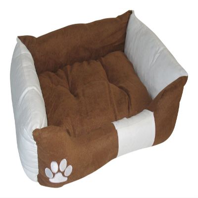 BUNNY BUSINESS Dog Bed, Faux Suede, Very Soft, 91 cm, Brown/White