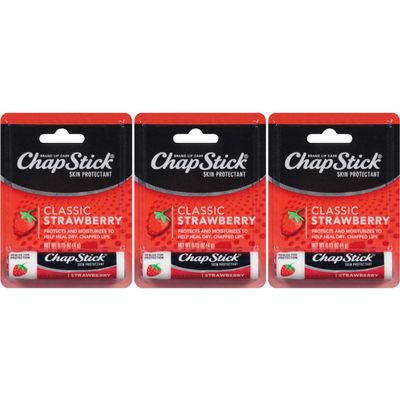 ChapStick Classic Strawberry Lip Balm, 3-Pack