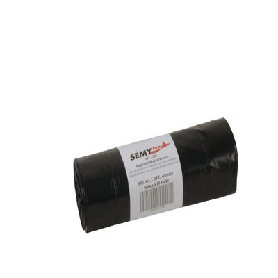 Semy Top LDPE Drawstring Garbage Bags, 570 x 850 mm, Type 80 Extra, Black, Approx. 60 L, Pack of 24 (24 x 10)