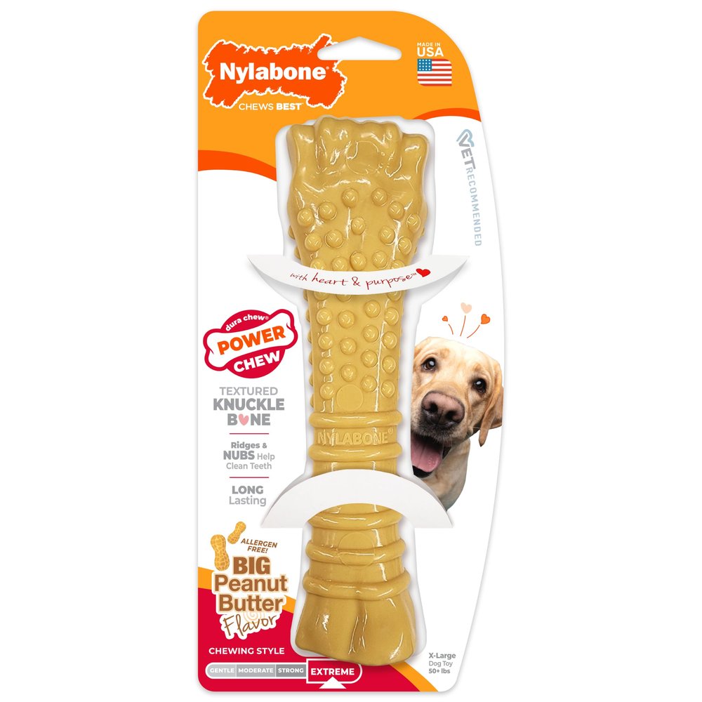 Nylabone Extreme Chew and Dental Toy for Dogs, Peanut Butter Flavor, for Extra-Large Dogs Over 23 kg
