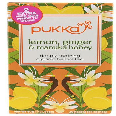 Pukka Herbal Lemon & Ginger Honey Tea, 20 Tea Bags, 4-Pack