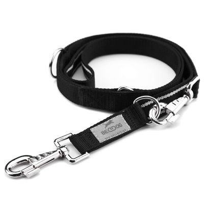 BedDog Spike Dog Leash, Adjustable to 3 Lengths, Double Leash, 2 m, Black/Neon