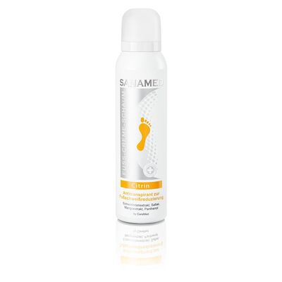 Sanamed Citrin Foot Cream Foam, Foot Deodorant for Sweaty Feet, with Panthenol and Sage, 150 ml