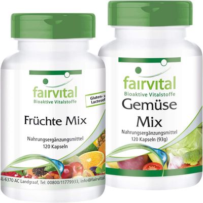 fairvital Multivitamin Capsules with Fruit & Vegetable Powder, 240 Capsules, Vegan