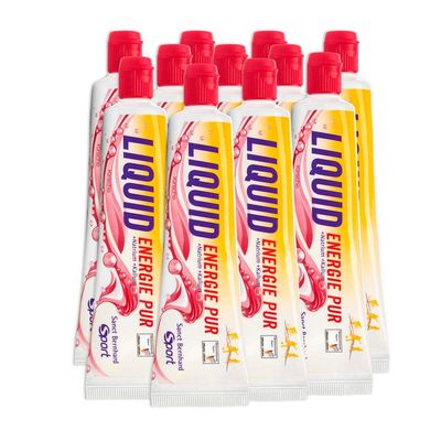 Sanct Bernhard Sport Liquid Energy Pure | 11 Tubes | Carbohydrate-Rich Energy Gel | Cherry | Lactose-Free, Gluten-Free & Vegan | Made in Germany