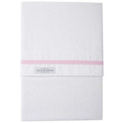 LITTLE DUTCH 03388 Cradle Sheet, White with Pink Trim
