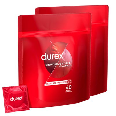 Durex Real Feel Condoms, 80 Count (2 x 40)