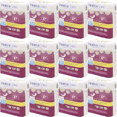 Natracare Natural Super Pads, 12 Packs of 12, 144 Pads Total