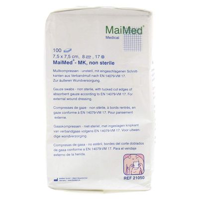 Non-Sterile Gauze Compresses 7.5 x 7.5 cm, 8-Ply, 100 Count