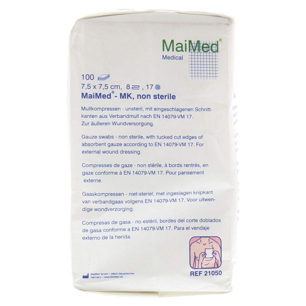 Non-Sterile Gauze Compresses 7.5 x 7.5 cm, 8-Ply, 100 Count