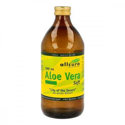 allcura Aloe Vera Juice from Whole Leaves, 500 mL Solution