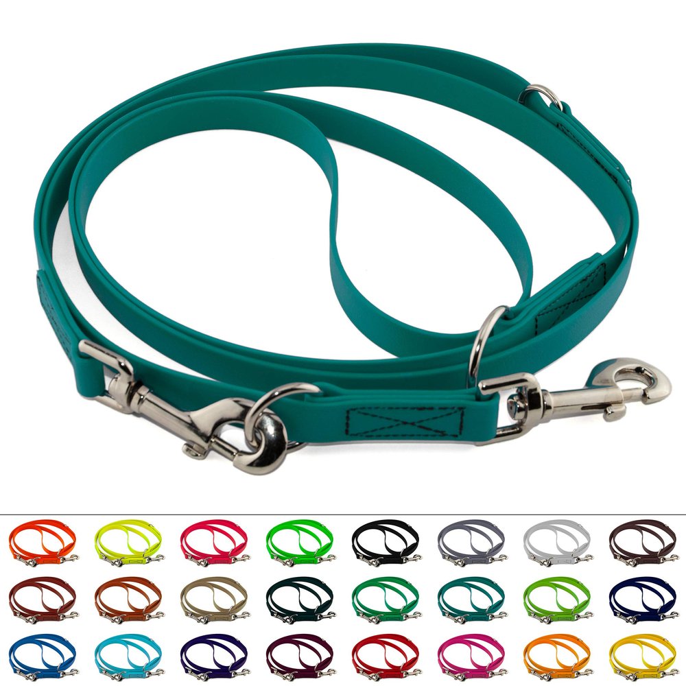 Adjustable BioThane Leash, 19mm Wide, 5m Long, Petrol/Teal