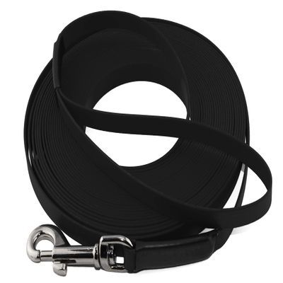 LENNIE Lightweight BioThane Training Leash, 9 mm, 2 m, Black, Sewn