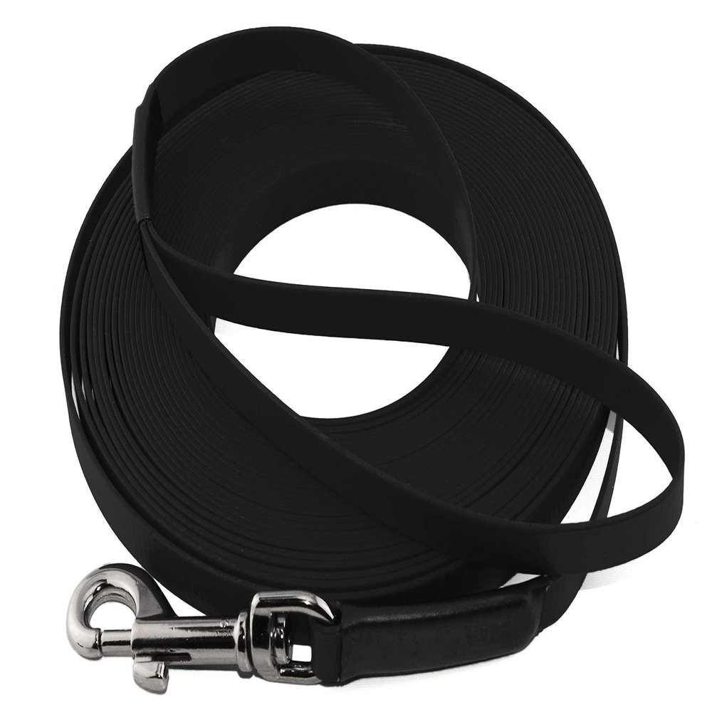 LENNIE Lightweight BioThane Training Leash, 9 mm, 2 m, Black, Sewn