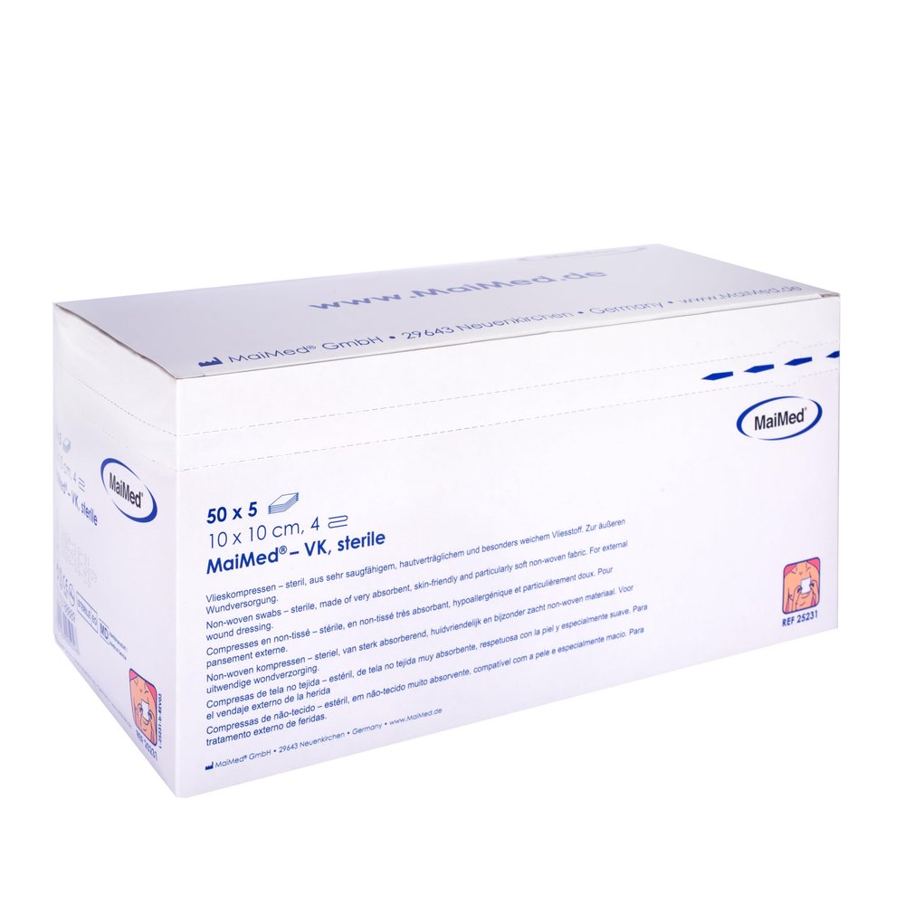 MAIMED Nonwoven Compresses 10 x 10 cm, 4-Ply, 50 x 5, 500 g