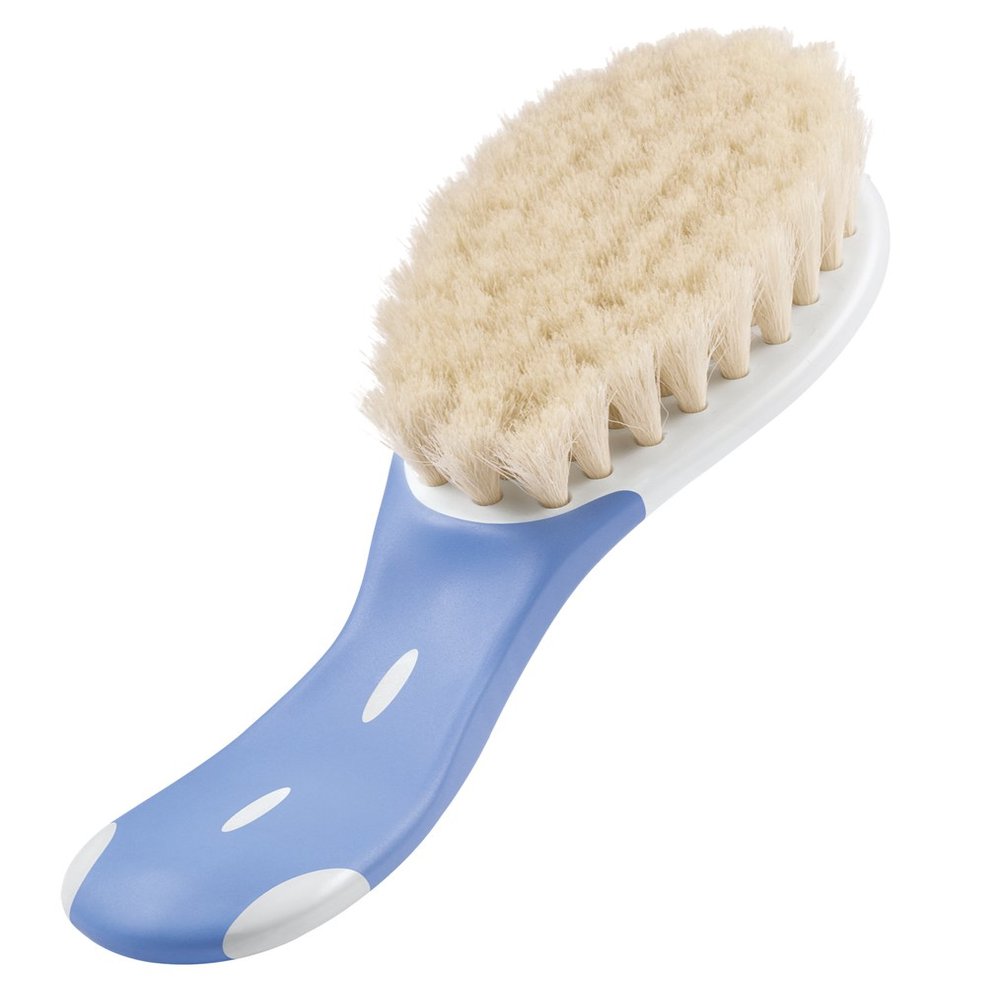 NUK Extra-Soft Baby Brush, 100% Genuine Goat Hair, Blue, 1 ct