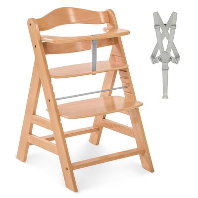 hauck Alpha+ Wooden Adjustable High Chair for Babies, 6 Months to 90 kg, Natural