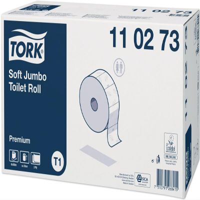 Tork 110273 Soft Jumbo Toilet Paper, 2-Ply, White, T1 Premium