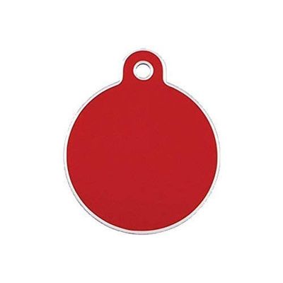 Round Large Engraved Address Tag with Border - Red
