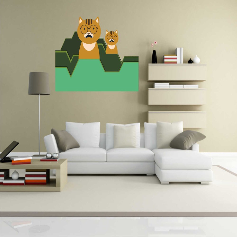 Wall Decal for Kids' Room clm031 – Funny Little Monsters and Cats – 70 x 49 cm