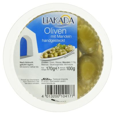 Liakada Green Olives with Almonds, 170 g