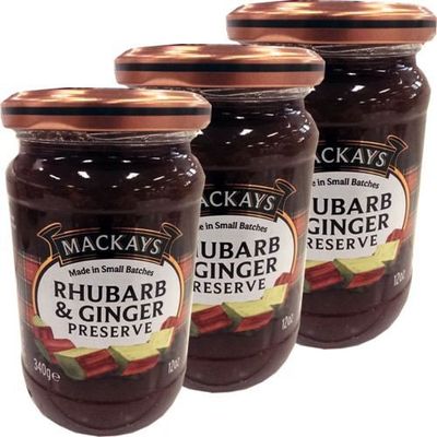 Mackays Rhubarb & Ginger Marmalade, 3 Jars, 340 g