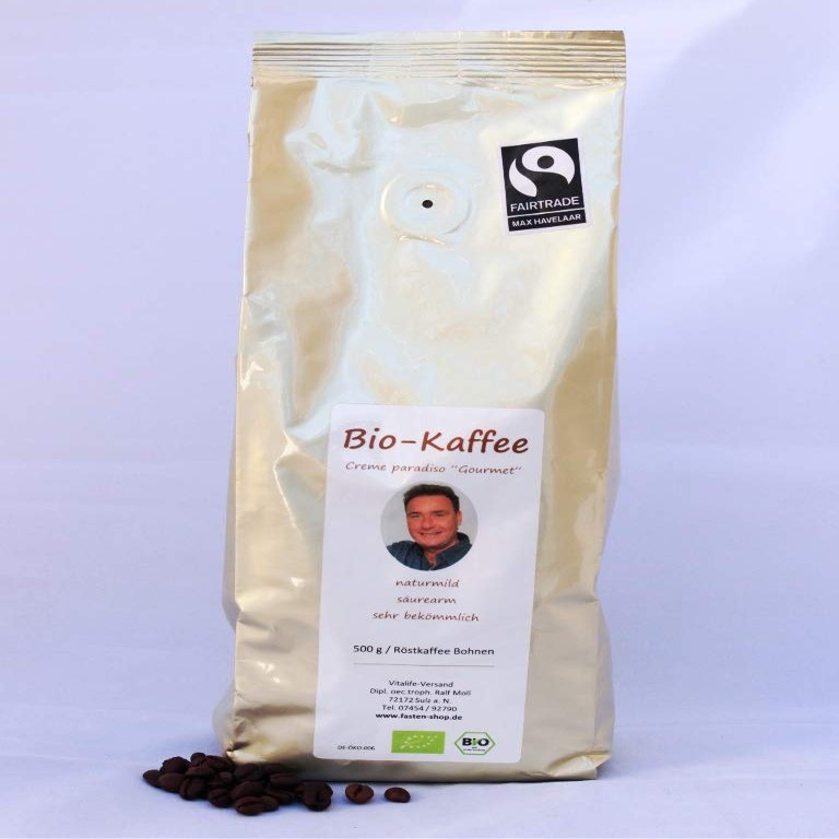 Ralf Moll Organic Gourmet Coffee, 4-Pack, 4 x 500 g Whole Beans