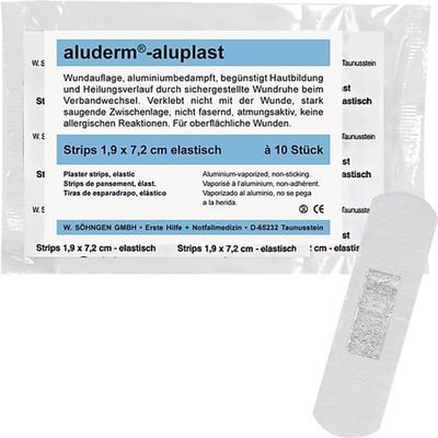 Shngen aluderm-aluplast Elastic Wound Plasters, 1.9 x 7.2 cm, Pack of 10