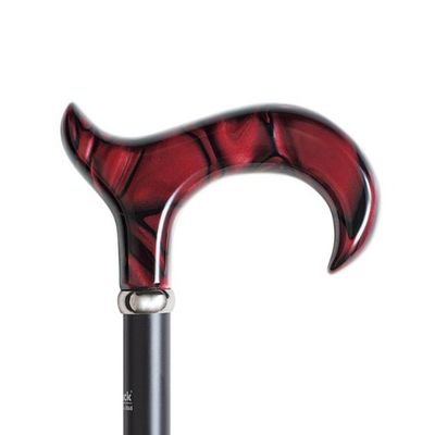 Folding Walking Cane with Ruby and Mother-of-Pearl Derby Handle