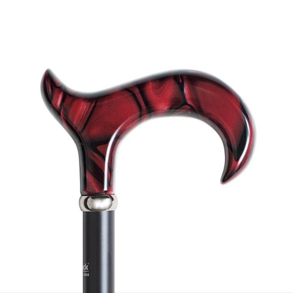 Folding Walking Cane with Ruby and Mother-of-Pearl Derby Handle