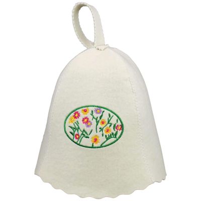 GMMH Wool Felt Sauna Hat for Women, Floral Pattern, Meadow 1116