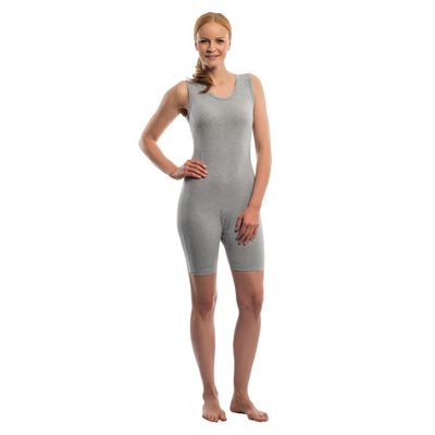 Suprima Care Bodysuit with Diagonal Back Zipper, Gray, XXL