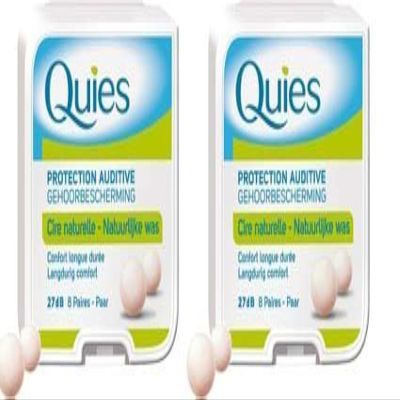 QUIES Natural Wax Earplugs, 2 Packs of 8 Pairs