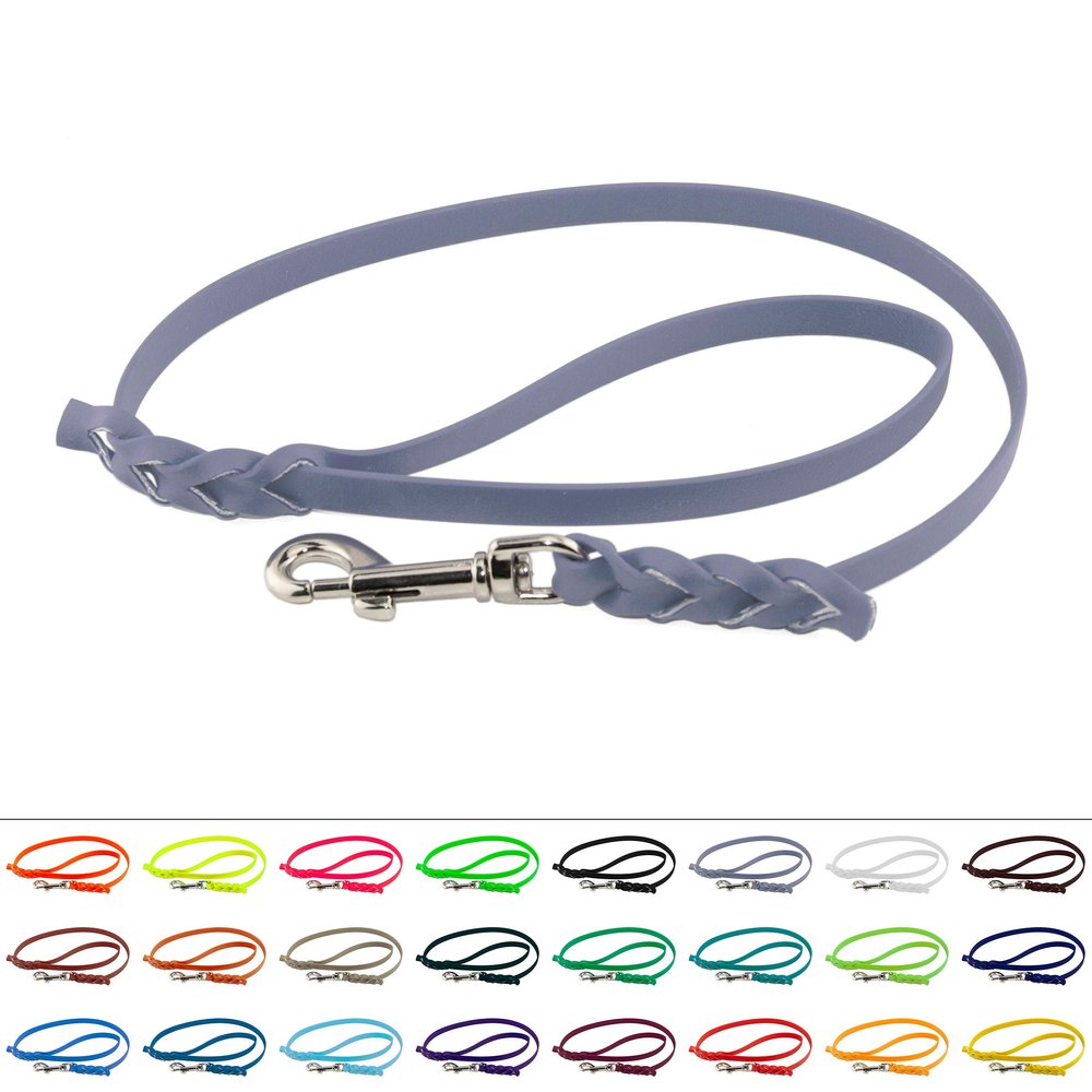 LENNIE BioThane Leash, 16mm Wide, 1.5m Long, Gray, with Handle