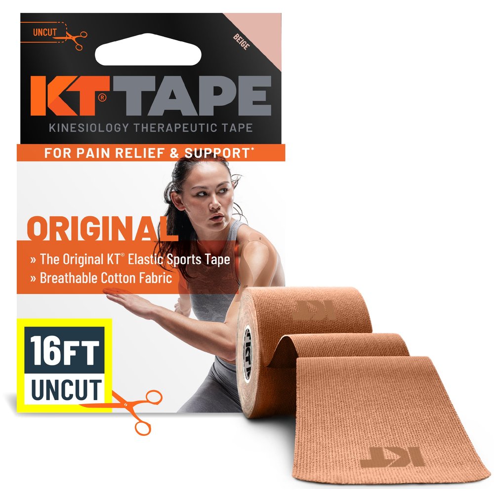KT Tape Original Kinesiology Tape, Cotton, Uncut, Beige, 5 m