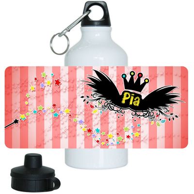 Eurofoto Aluminum Water Bottle with the Name Pia and a Pretty Magic Motif for Girls