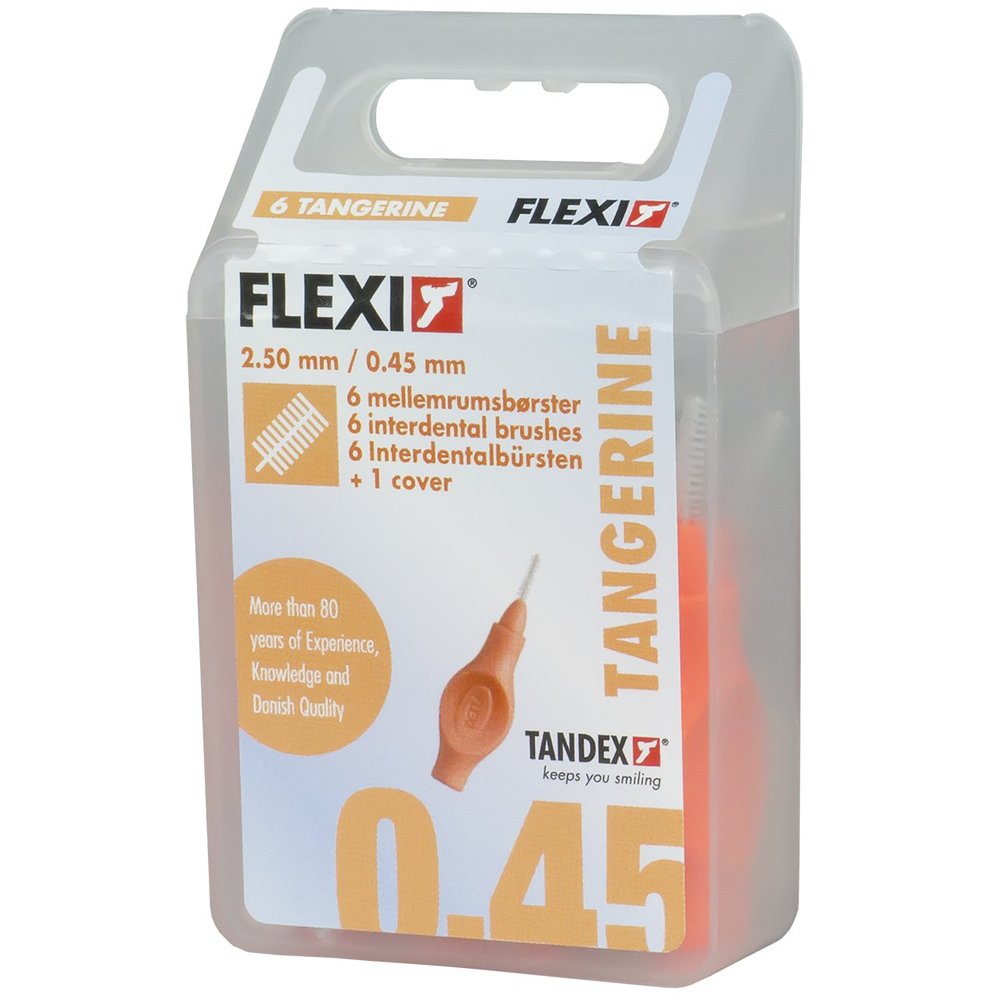 Tandex Flexi Interdental Brushes, 6 Count, Orange, 0.45 mm, 3-Pack (3 x 6)