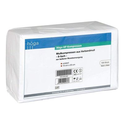 HGA OP Gauze Swabs 10 x 20 cm, Non-Sterile, 8-Ply, 100 Count