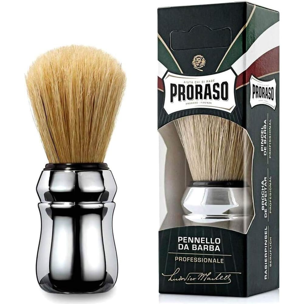 3 PRORASO Natural Bristle Shaving Brushes for Wet Shaving