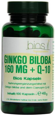 Bios Ginkgo Biloba 160 mg & Q-10, 100 Capsules, 1 Pack (1 x 48 g)