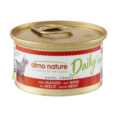 Almo Nature Daily Wet Food for Adult Cats, Beef Chunks, 85 g, Pack of 24