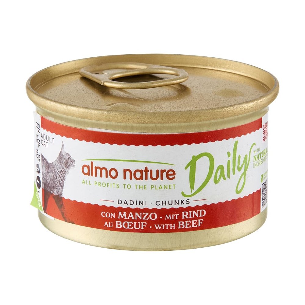 Almo Nature Daily Wet Food for Adult Cats, Beef Chunks, 85 g, Pack of 24