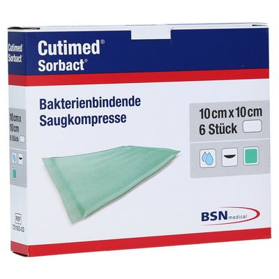 Cutimed 72162-03 Sorbact Absorbent Dressings, 10 cm x 10 cm, 6-Pack