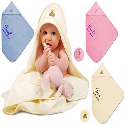 Personalized XL Baby Hooded Towel with Name Embroidery