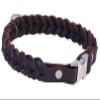 CopcoPet Braided Oiled Leather Dog Collar with Metal Click Closure, Brown, 60 cm x 20 mm view 1