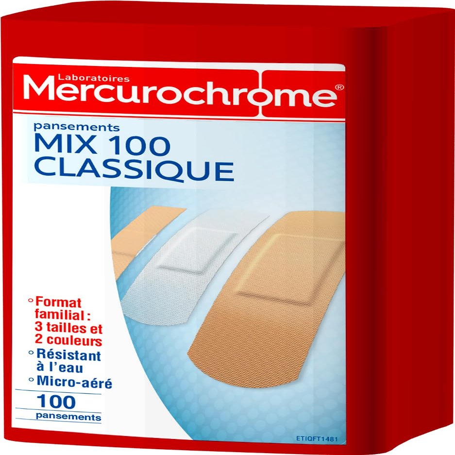 mercurochrome 050153 Multi-Purpose First Aid Bandage Box, 100 Count