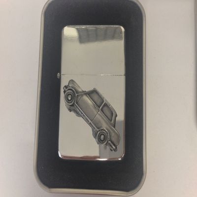 Riley Elf Mk3 3D Flip-Top Gasoline Lighter, Windproof, Silver, Refillable, ref211