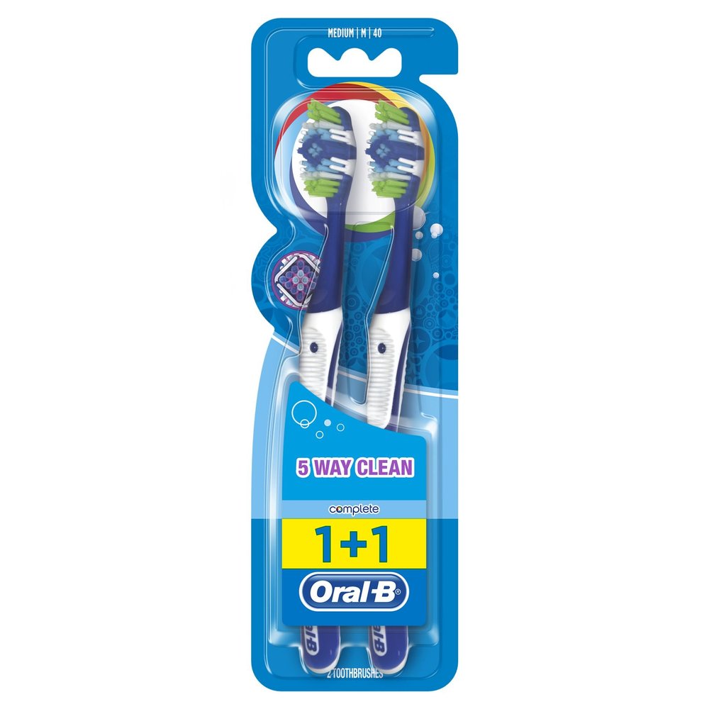Oral-B Complete 5 Cleaning Zones 40 Medium Twin Pack, 2 Count
