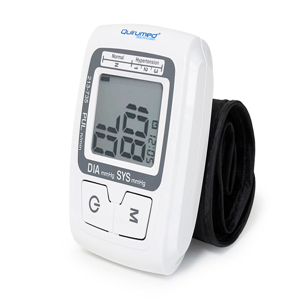 QUIRUMED Digital Wrist Blood Pressure Monitor, Automatic, LCD Display, 14–19.5 cm Cuff