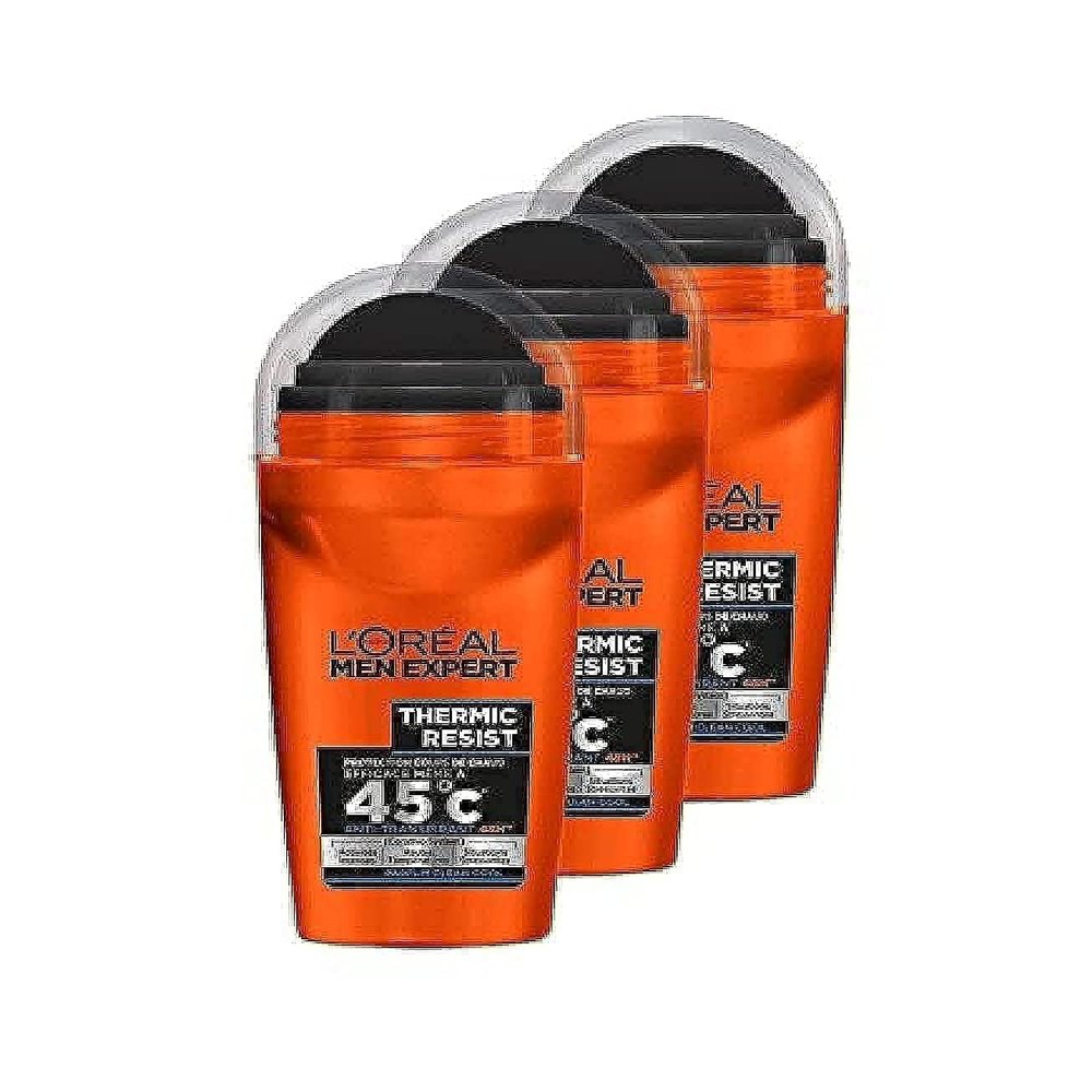 L'Oréal Men Expert Thermic Resist Deodorant Roll-On for Men, 3-Pack